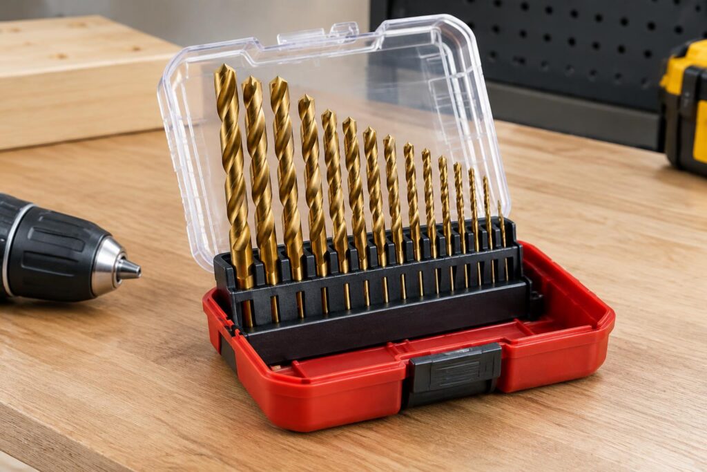 Craftsman 14-Piece Gold Oxide Drill Bit Set — AI-generated illustrative scene
