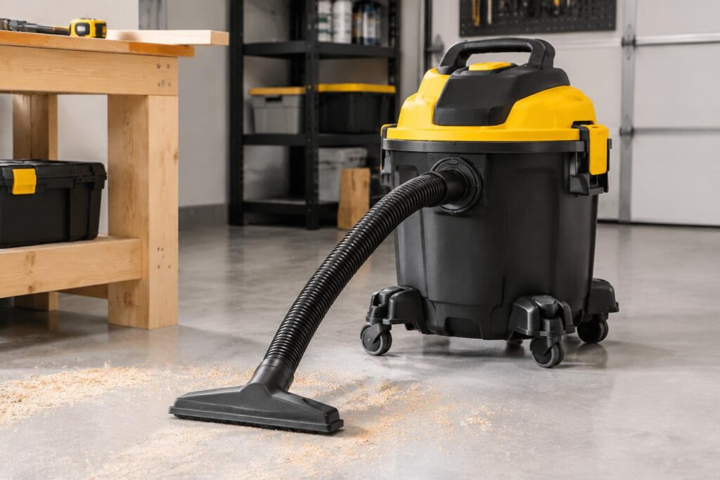 Dewalt Stealthsonic 6-Gallon Wet/Dry Shop Vacuum for $69.98 at Lowe's — AI-generated illustrative scene