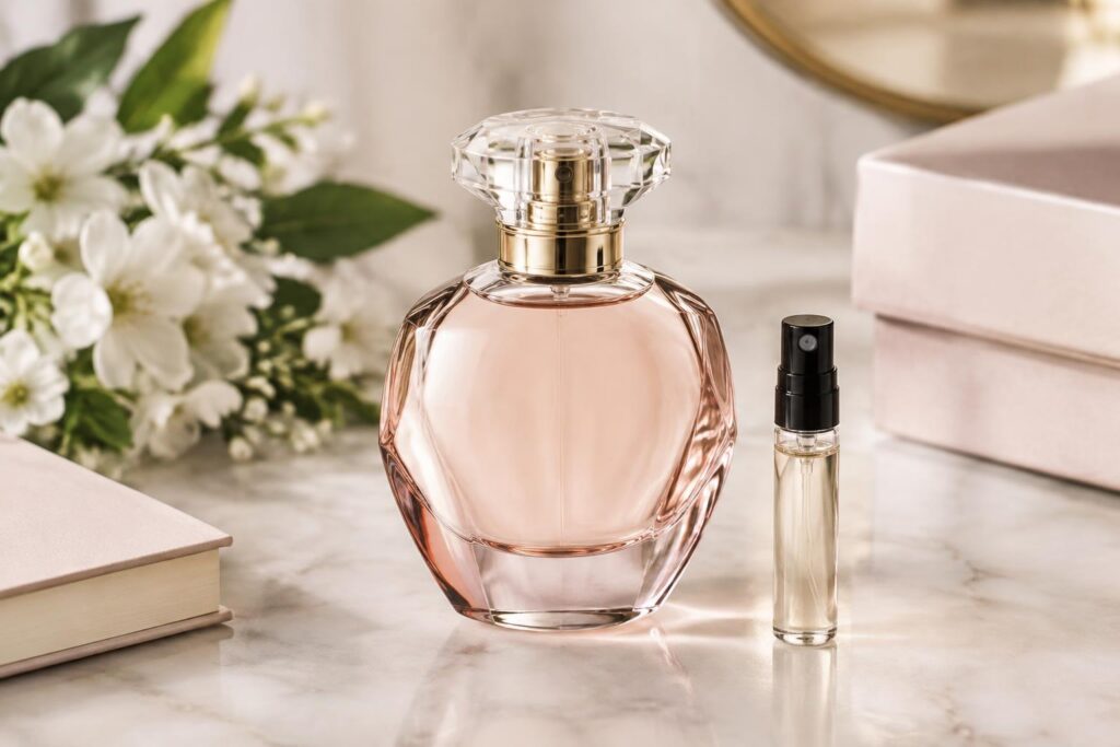 Chance to Get a Free Elizabeth Arden Eternal Aura Eau de Parfum Sample via Social Media — AI-generated illustrative scene