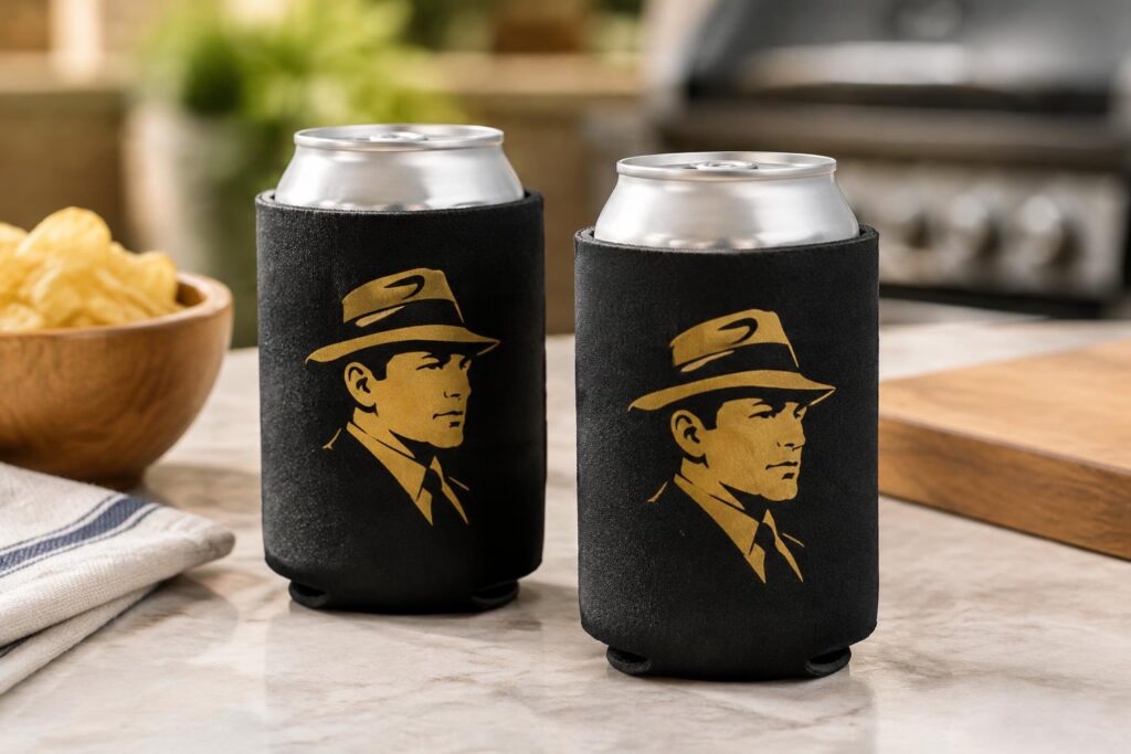 Get 2 Free Al Capone Branded Koozies for New Members — AI-generated illustrative scene