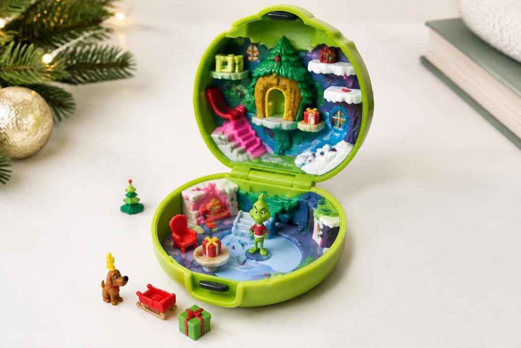 Polly Pocket x Grinch Compact for $9 on Amazon – Great for Grinch Fans — AI-generated illustrative scene