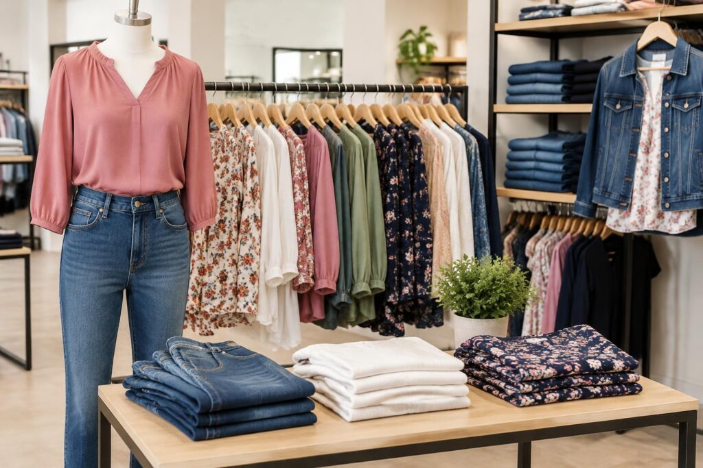 Time and Tru Women’s Clothing Clearance — AI-generated illustrative scene