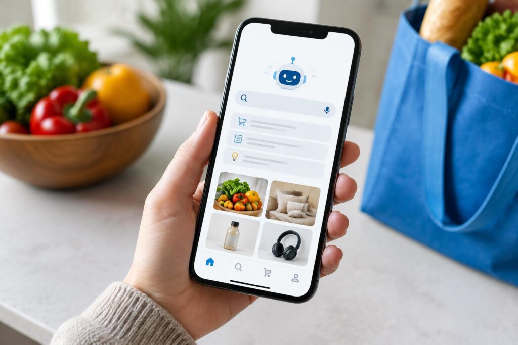 Try Sparky: Walmart's Free AI Shopping Assistant on the Walmart App — AI-generated illustrative scene