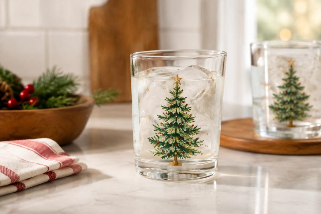 NEW Hearth & Hand Christmas Tree Glass Tumbler — AI-generated illustrative scene
