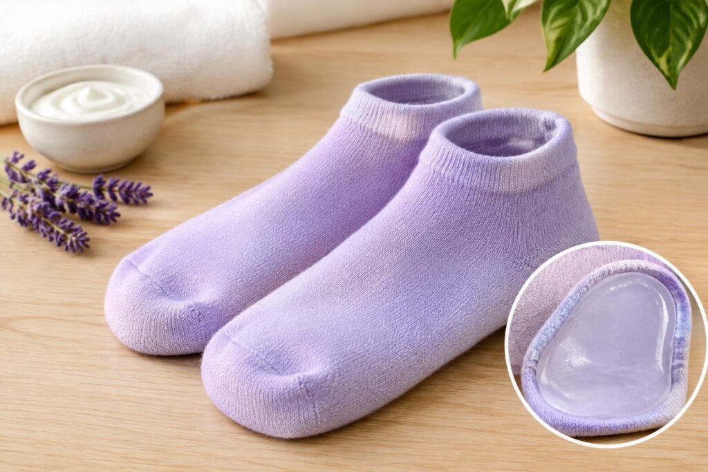 LOVE, LORI Moisturizing Gel Socks for $6.98 Shipped with Amazon Subscribe & Save — AI-generated illustrative scene