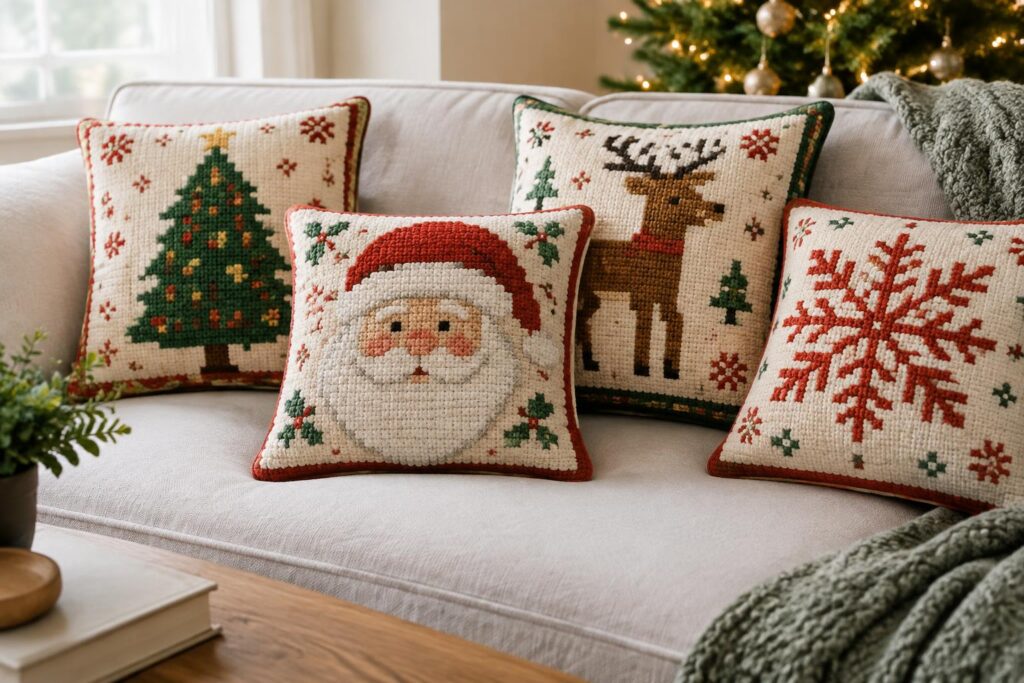 Don’t Wait To Add These Target Christmas Cross Stitch Throw Pillows To Your Cart — AI-generated illustrative scene