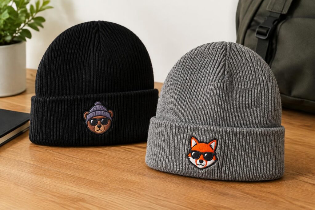 Men’s Character Beanies 2 Pack — AI-generated illustrative scene