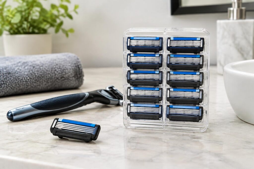 Gillette 5 Men’s 5-Blade Razor Blade Refills 12 Count — AI-generated illustrative scene