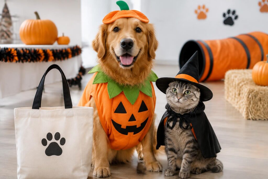 PetSmart Halloween Events with Free Tote Bags and Costume Contest — AI-generated illustrative scene