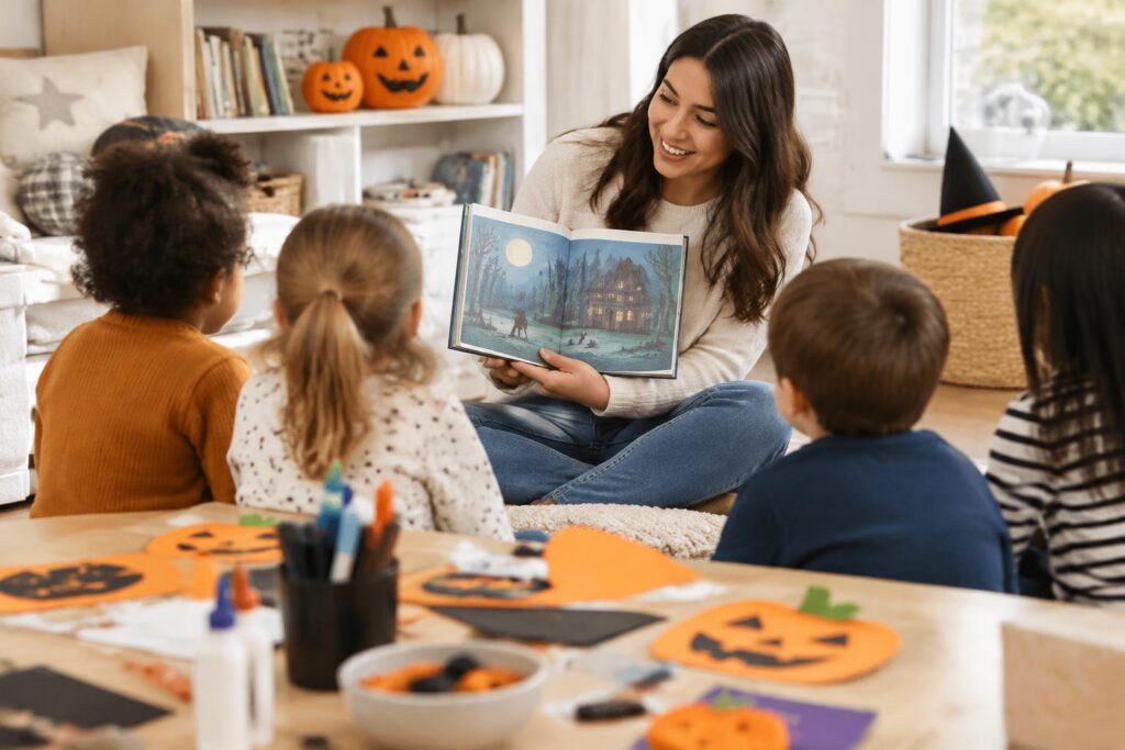 Free Weekly Storytime and Special Halloween Craft Event at Pottery Barn Kids — AI-generated illustrative scene