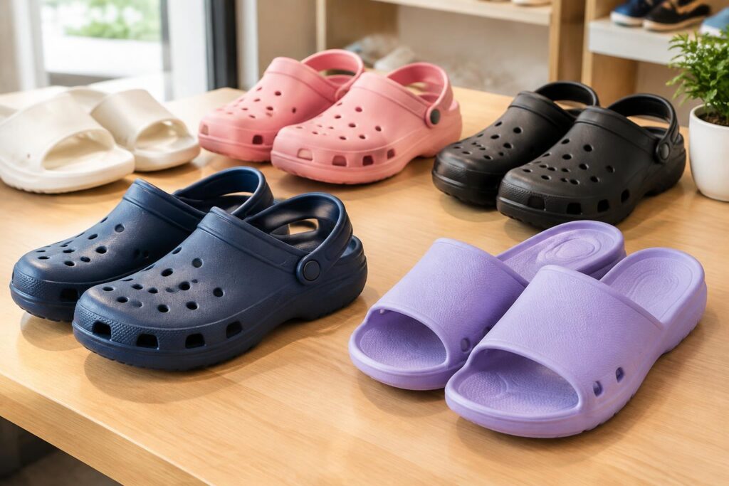 Crocs 40% OFF When You Buy 4 – Clogs and Slides from $14.99 Each — AI-generated illustrative scene