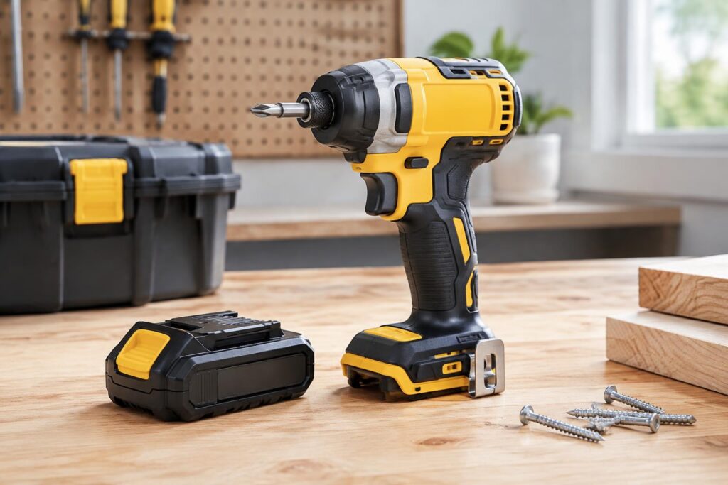 DEWALT 20V Impact Driver with Battery for $99 at Lowe's — AI-generated illustrative scene