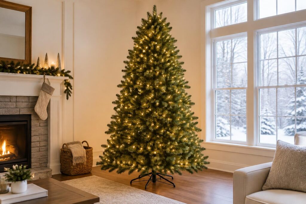 Pre-Lit Christmas Trees — AI-generated illustrative scene