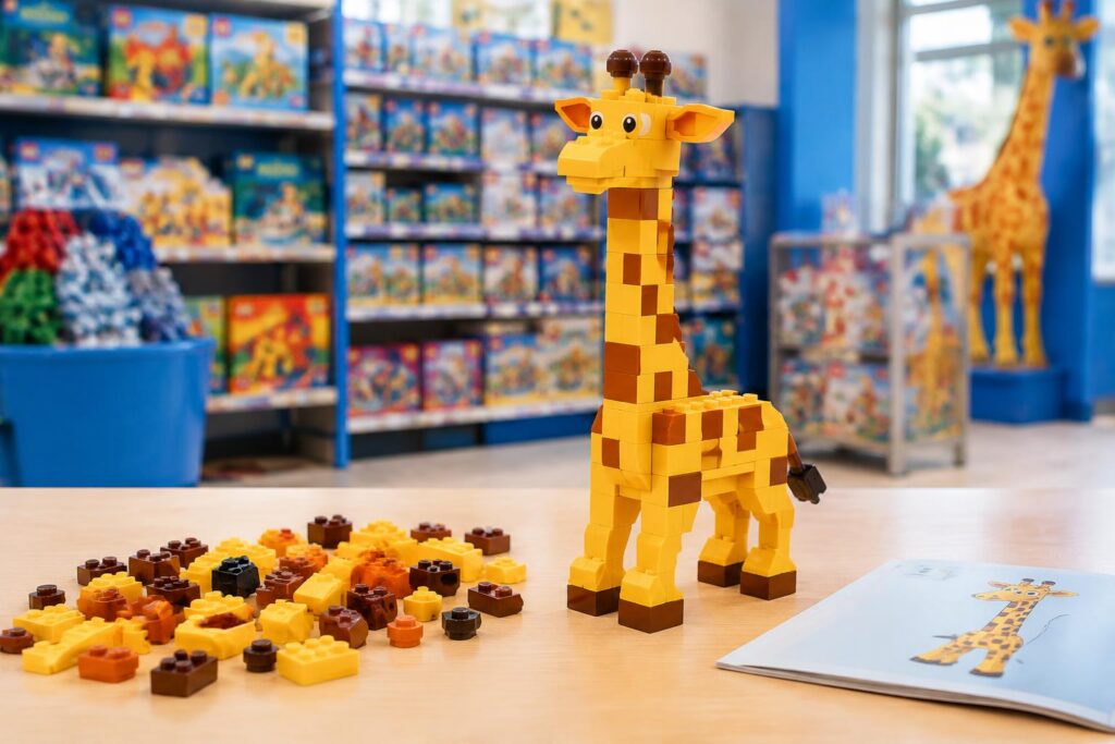 Free LEGO Geoffrey Build Event at Toys "R" Us on October 17, 2026 — AI-generated illustrative scene