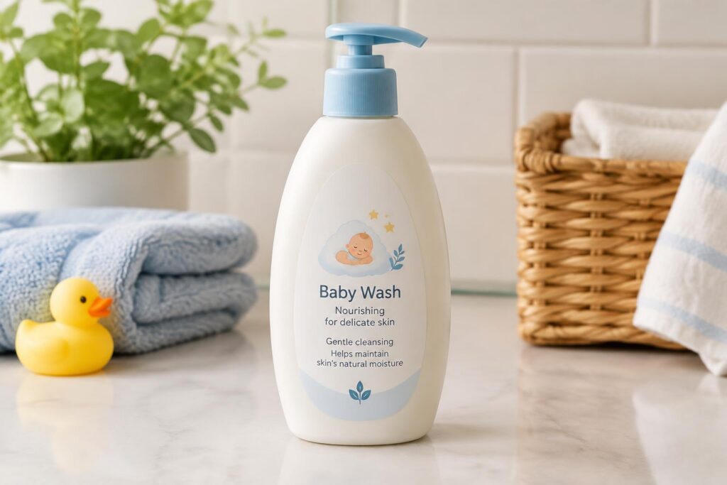 Aveeno Baby Healthy Start Nourishing Newborn Wash — AI-generated illustrative scene