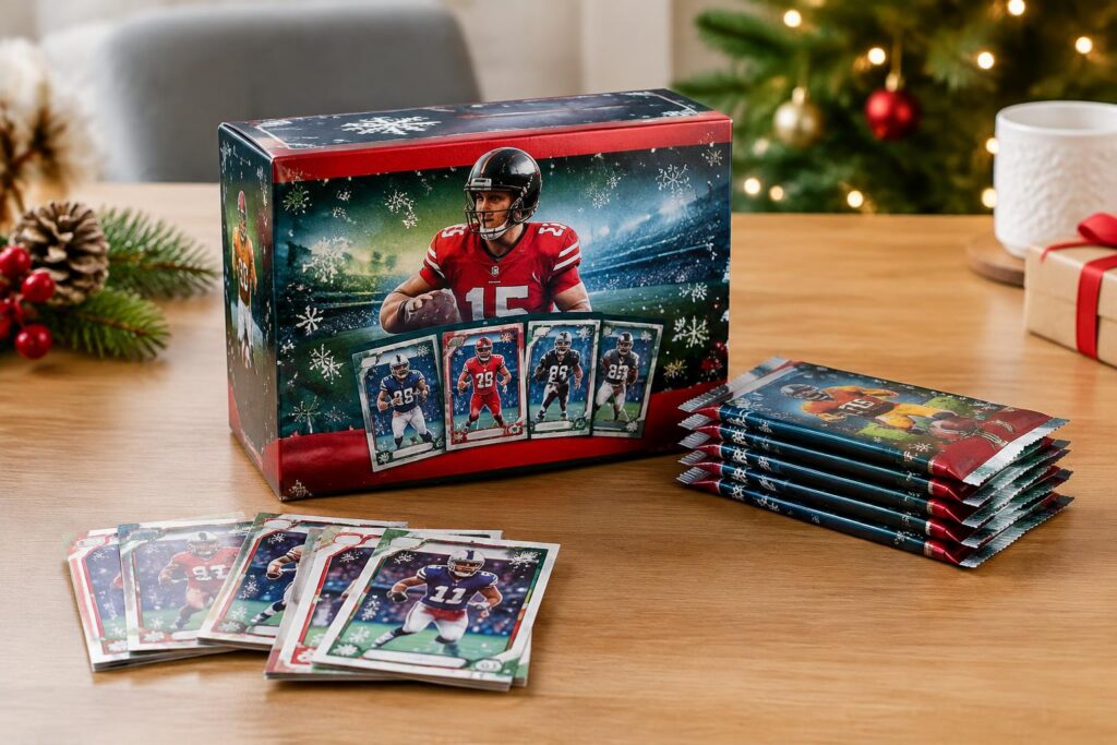 Topps NFL Holiday Football Cards Mega Box (2026) Now Available for Pre-Order — AI-generated illustrative scene