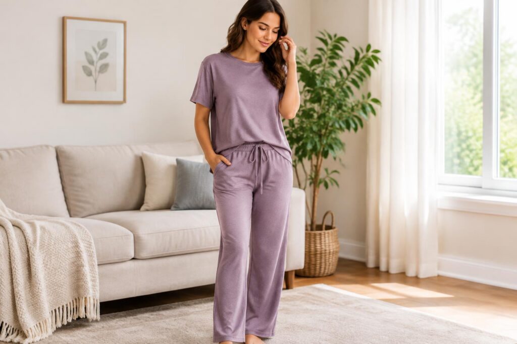 Ekouaer Women’s 2-Piece Lounge Set w/ Pockets — AI-generated illustrative scene