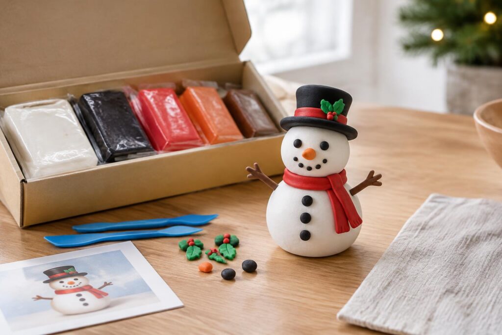 Air Dry Clay Christmas Snowman Kit — AI-generated illustrative scene