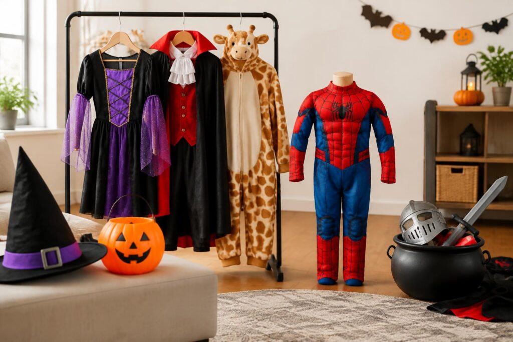 Up to 80% off; some items reportedly under $10: Halloween Costumes at Woot — AI-generated illustrative scene