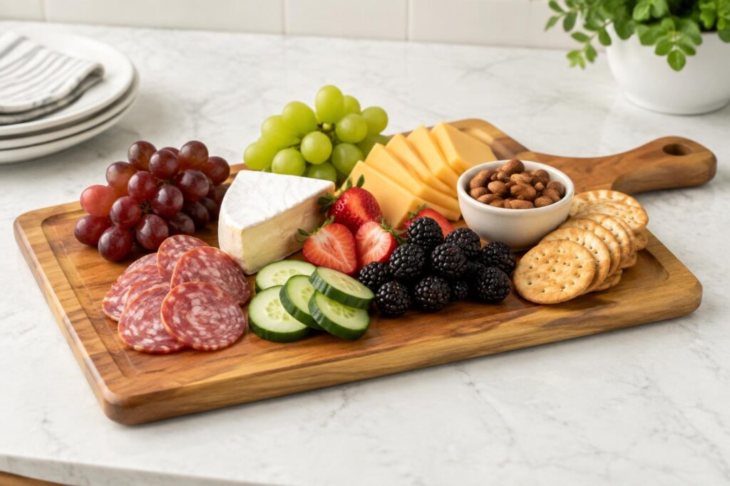 Better Homes & Gardens Wood Serving Board — AI-generated illustrative scene