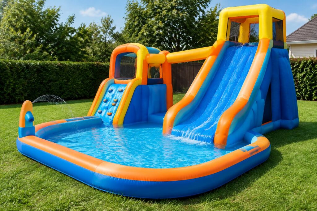 Bestway H2OGO! Beach Blast Mega Inflatable Water Park & Slide — AI-generated illustrative scene