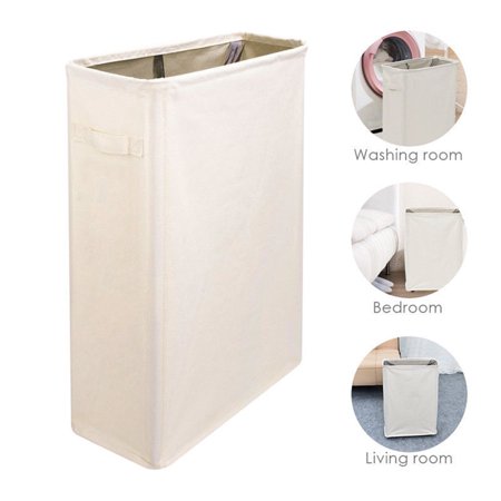 22'' Rolling Slim Laundry Hamper on Wheels Clothes Basket Tall Thin Dirty Clothes Bin Storage Basket Organizer Sorter