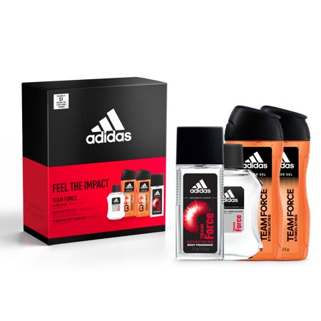 ($24 Value) ADIDAS Team Force Fragrance Gift Set: After Shave + 3 in 1 Body, Hair & Face Shower Gel + Deodorant Body Spray + $3 adidas.com Voucher, 5 Pieces