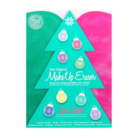 ($24 Value) The Original MakeUp Eraser Holiday Christmas Tree Makeup Removing Cloths, 2 Count