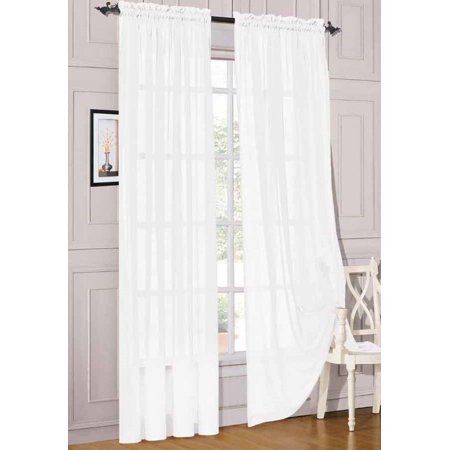 2pc White Solid Sheer Voile Window Curtain Set, Two (2) Rod Pocket Panels 55"W x 84"L (Each)