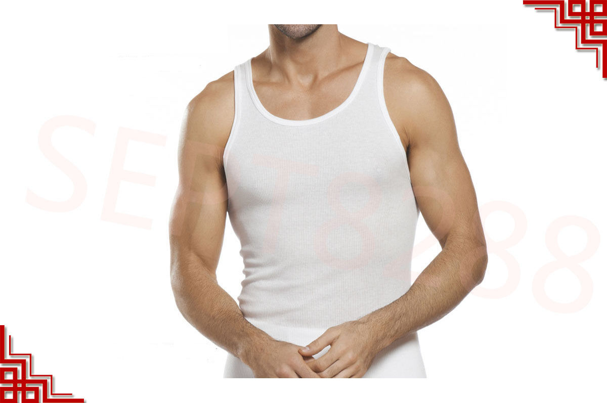 3-12 Packs Mens 100% Cotton Tank Top A-Shirt Undershirt Ribbed Black White Gray