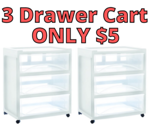 Medium White Wide 3 Drawer Cart ONLY $5