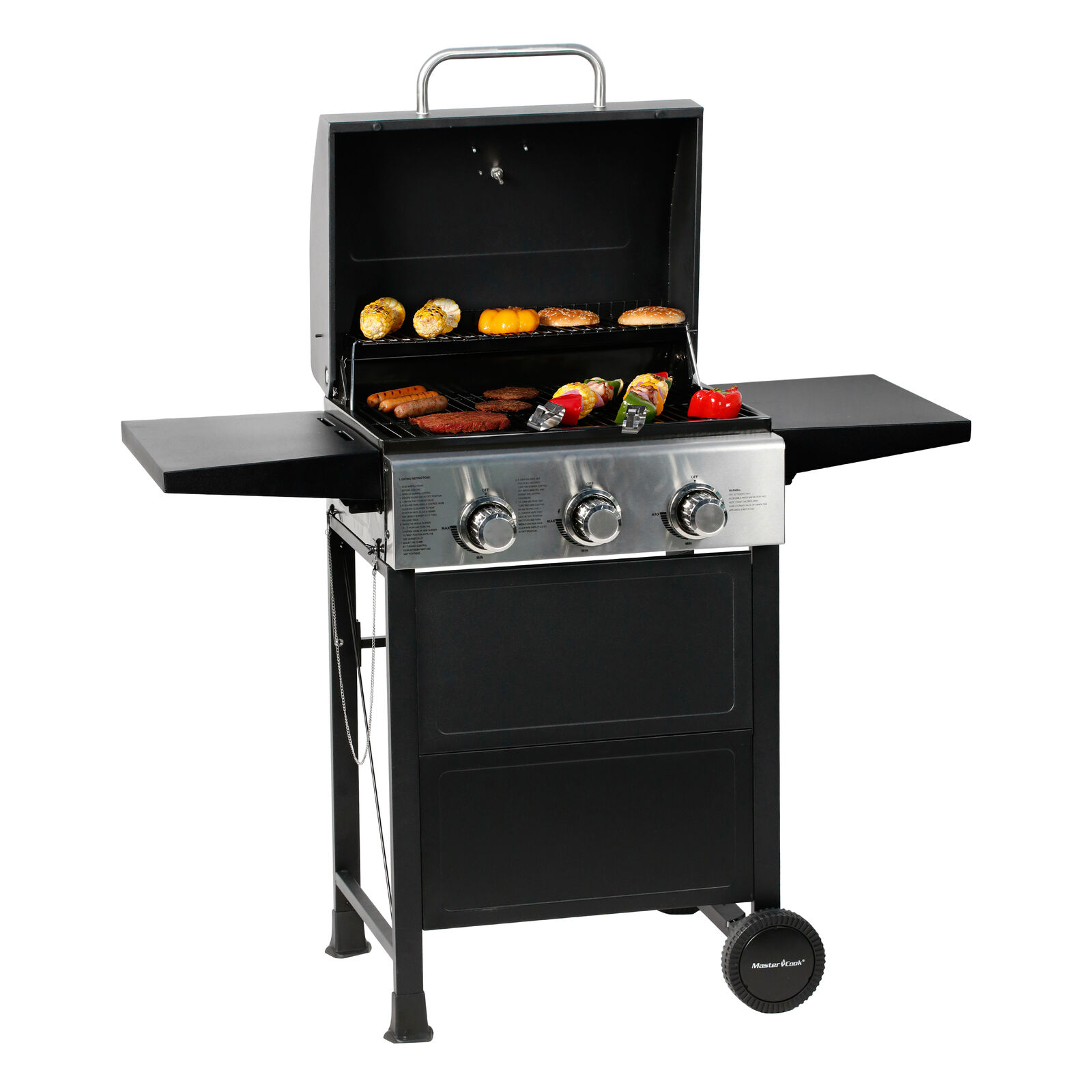 3 Burner Gas Grill BBQ Garden Patio Stainless Steel Outdoor Cooking Barbecue