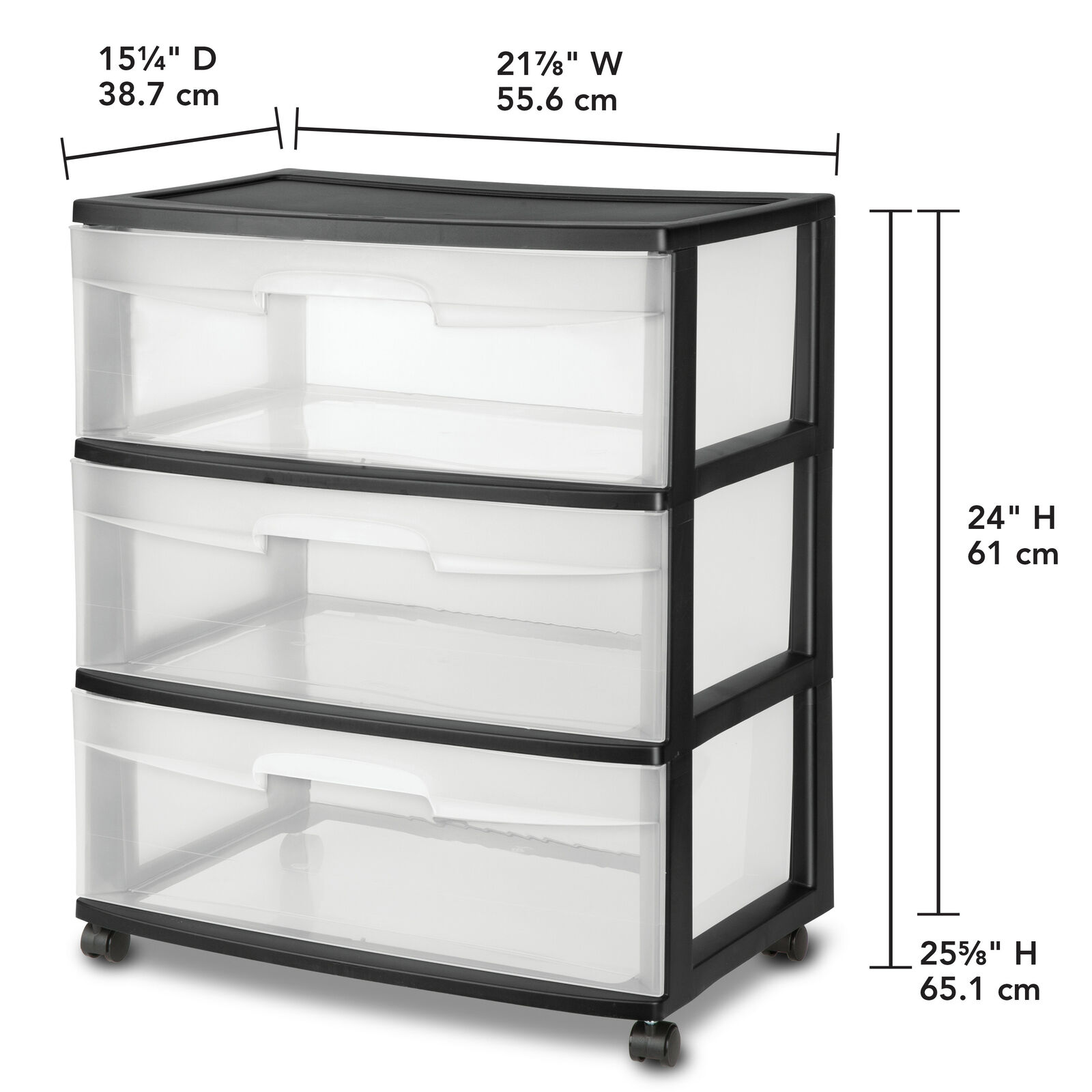 3 Drawer Cart, White Storage Cart Plastic with Drawers Unit New Cabinet-US