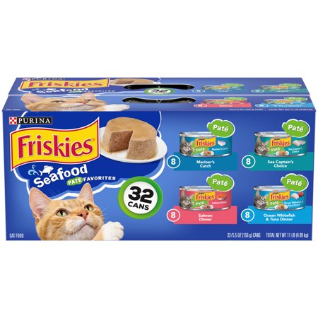 (32 Pack) Friskies Pate Wet Cat Food Variety Pack, Seafood Favorites, 5.5 oz. Cans