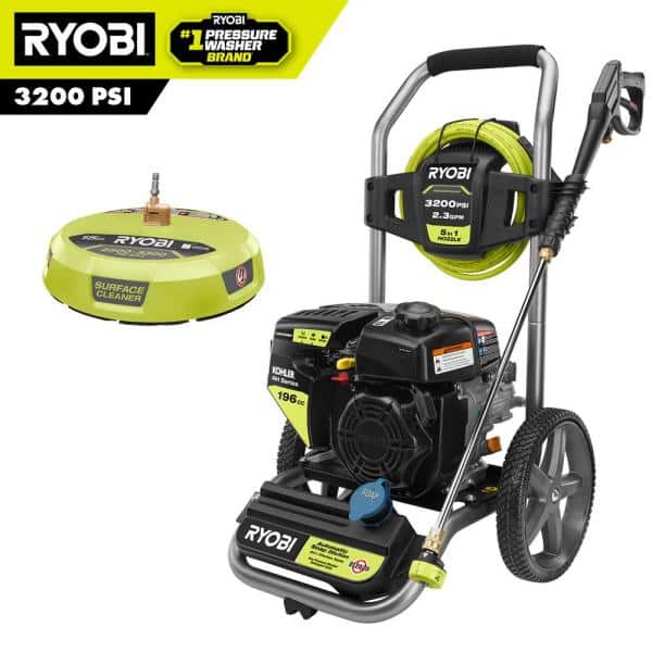 3200 PSI 2.3 GPM Cold Water 196cc Kohler Gas Pressure Washer and 15 in. Surface Cleaner on Sale At The Home Depot