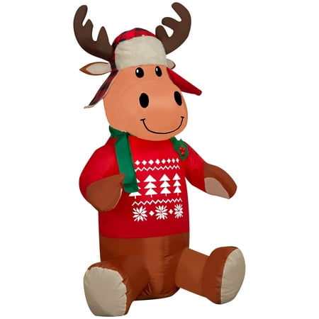 3.5 Foot Tall Airblown Inflatables Holiday Time Christmas Moose Decoration