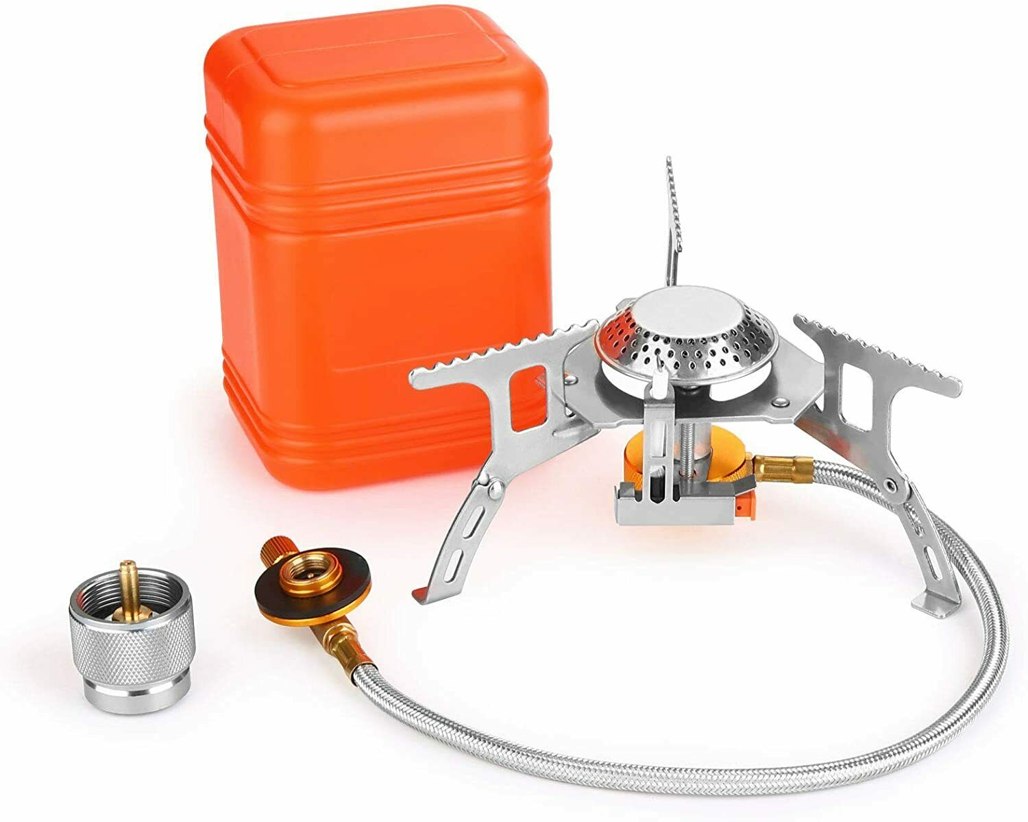 3700W Portable Backpacking Camping Gas Stove with Piezo Ignition, Burner, Case