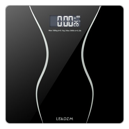396LB Digital Electronic LCD Personal Glass Bathroom Body Weight Weighing Scales, 180Kg Personal Scale, Black