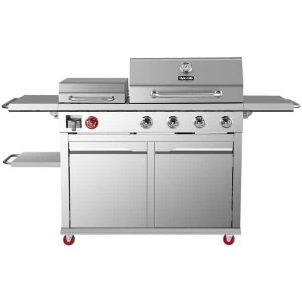 4-Burner Propane Gas Grill in Stainless Steel with Griddle