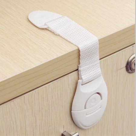 4 Pack Baby Child Safety Strap Locks for Fridge, Cabinets, Drawers, Dishwasher, Toilet, 3M Adhesive No Drilling