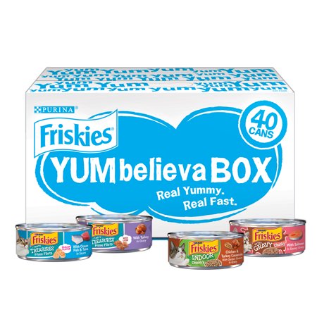 (40 Pack) Friskies Wet Cat Food Variety Pack, YUMbelievaBOX YUM-credible Surprises, 5.5 oz. Pull-Top Cans