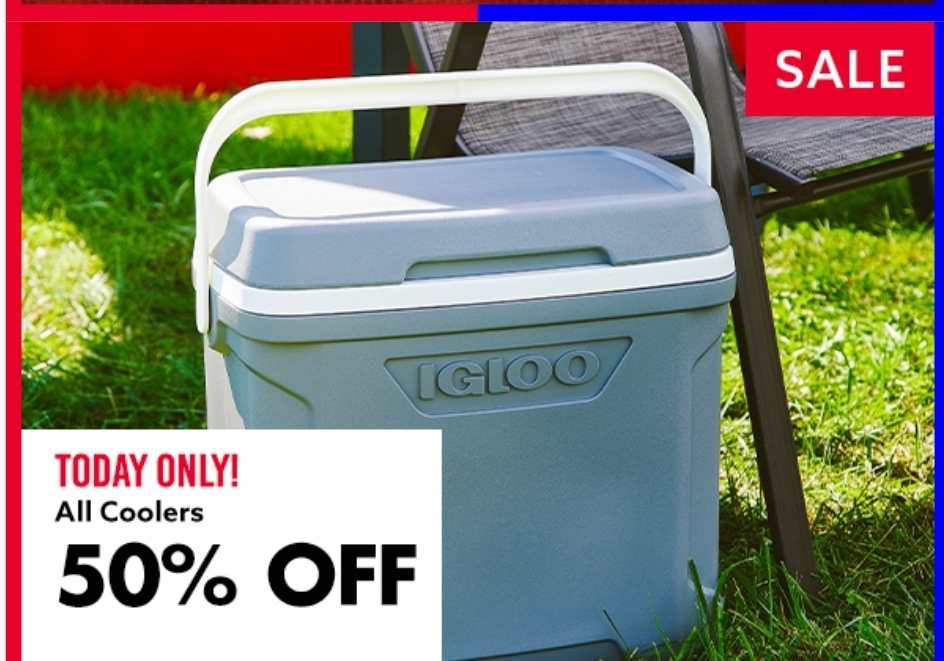 TODAY ONLY! Coolers 50% Off!