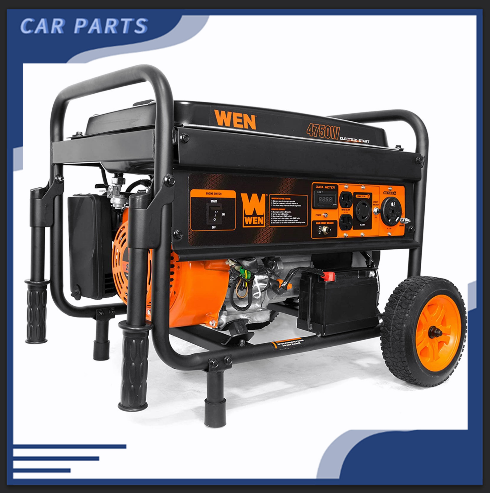 4750-watt WEN Generator with Electric Start and Wheel Kit CARB Compliant 5647