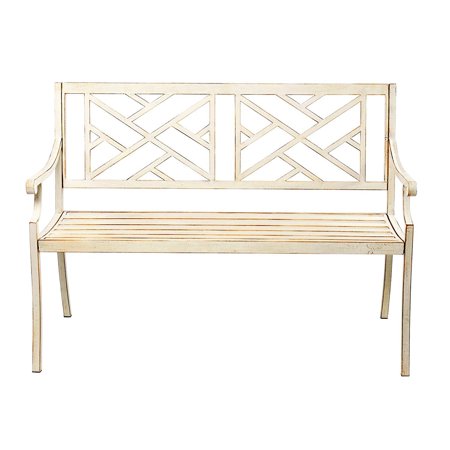 48" Patio Garden Bench Park Yard Outdoor Furniture Steel Frame Porch Chair Seat …