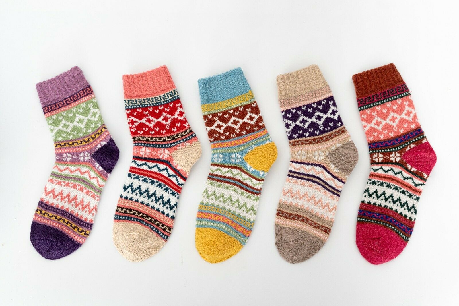 5 Pairs Womens Winter Warm Thermal Lambs Wool Merino Heavy Duty Boot Socks 5-9