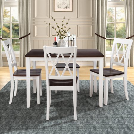 5 Piece Dining Table Set, Modern Kitchen Table Sets with Dining Chairs for 4, White Heavy Duty Wooden Rectangular Dining Room Table Set for Home, Kitchen, Living Room, Restaurant, L868