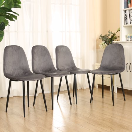 5 Pieces Dining Table Set for 4,Kitchen Table and Chairs for 4 Person (Rectangle Table+4 PCS Velvet Deep Grey Chairs)