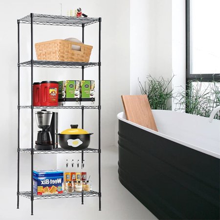5 Tier Wire Shelving Unit Metal Wire Shelf Multifunctional Steel Large Storage Racks Shelf Free Standing 150 lbs Capacity of Each Layer for Kitchen,Living Room,Bathroom,Office, 24''x14''x60''