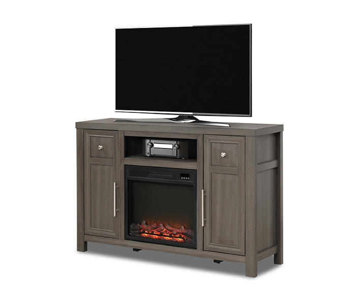 54" Gray 2-Door Electric Fireplace Console