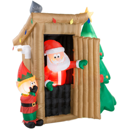 6 1/2' Animated Santa in Outhouse Deluxe by Gemmy Inflatables